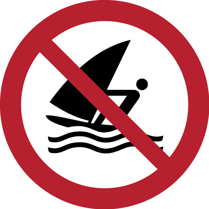 Pictogramme Pratique de la planche à voile interdite