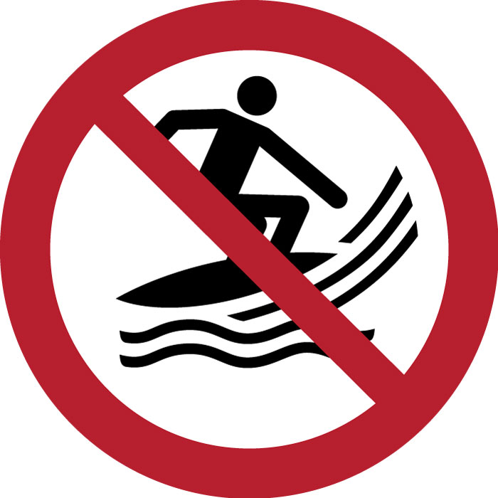 Pictogramme Pratique du surf interdite