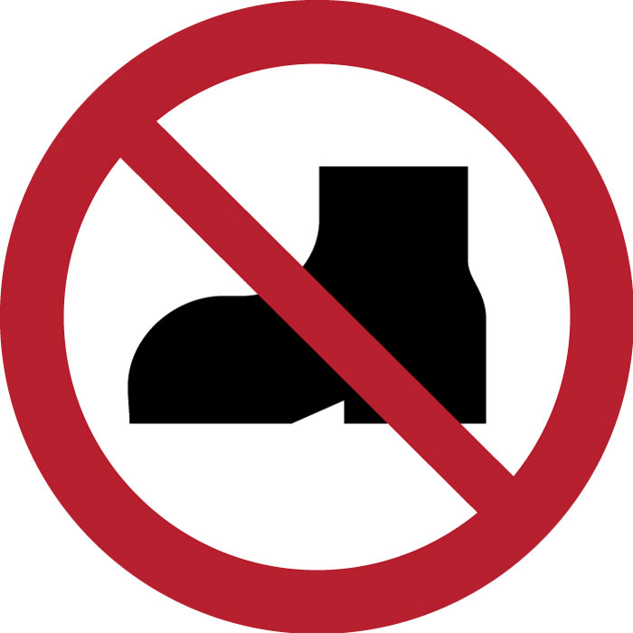 Pictogramme Chaussures d’extérieur interdites