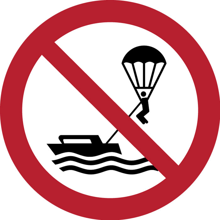 Pictogramme Pratique du parachute ascensionnel interdite