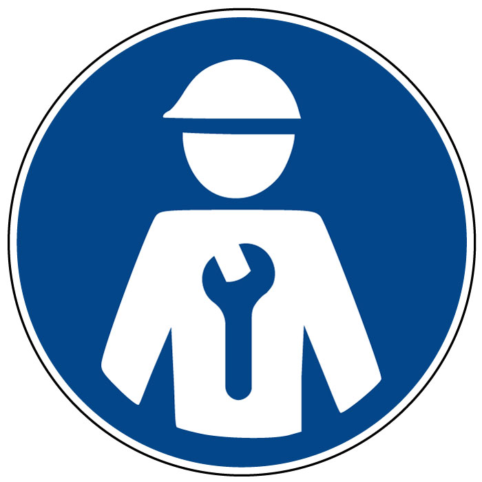 Pictogramme obligation Intervention d'un technicien Mécanique obligatoire.svg 209,831