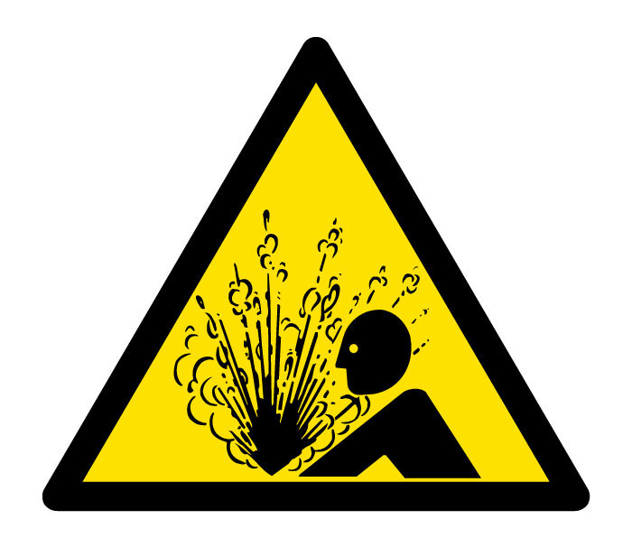 Pictogramme Attention projection brûlante sur le visage