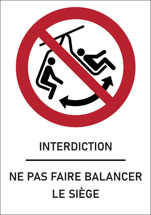 Panneau Ne pas faire balancer le siège