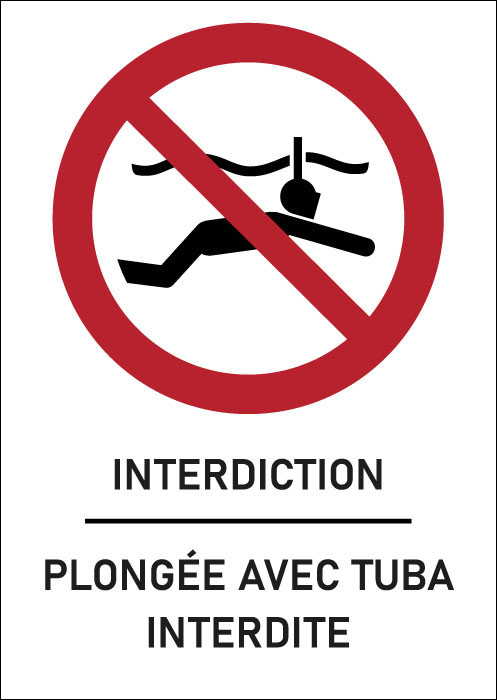 Panneau Plongée avec tuba interdite