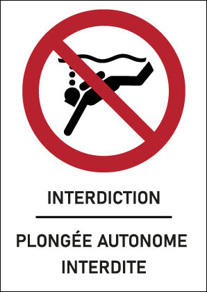Panneau  Plongée autonome interdite