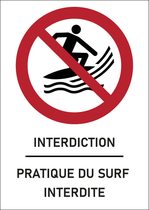 Panneau Pratique du surf interdite