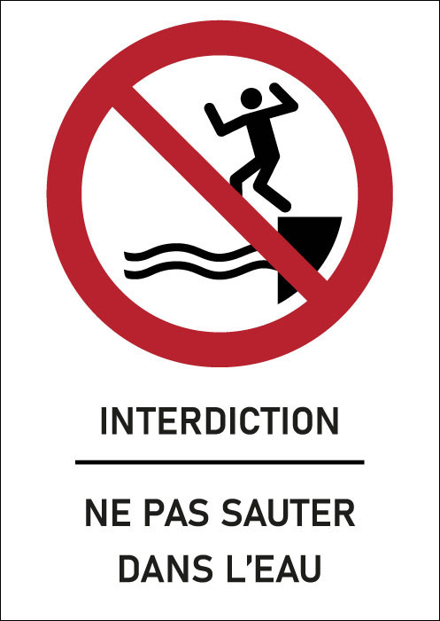 Panneau Ne pas sauter dans l’eau