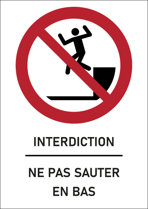 Panneau Ne pas sauter en bas