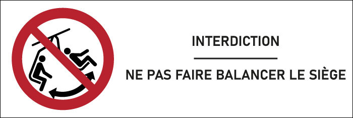 Signalétique interdiction Ne pas faire balancer le siège