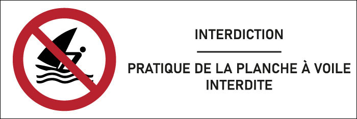 Signalétique  Pratique de la planche à voile interdite