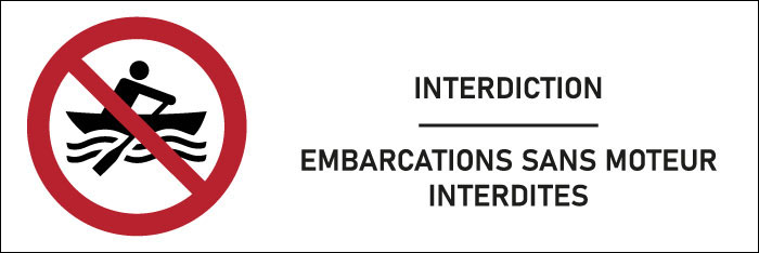Signalétique Embarcations sans moteur interdites