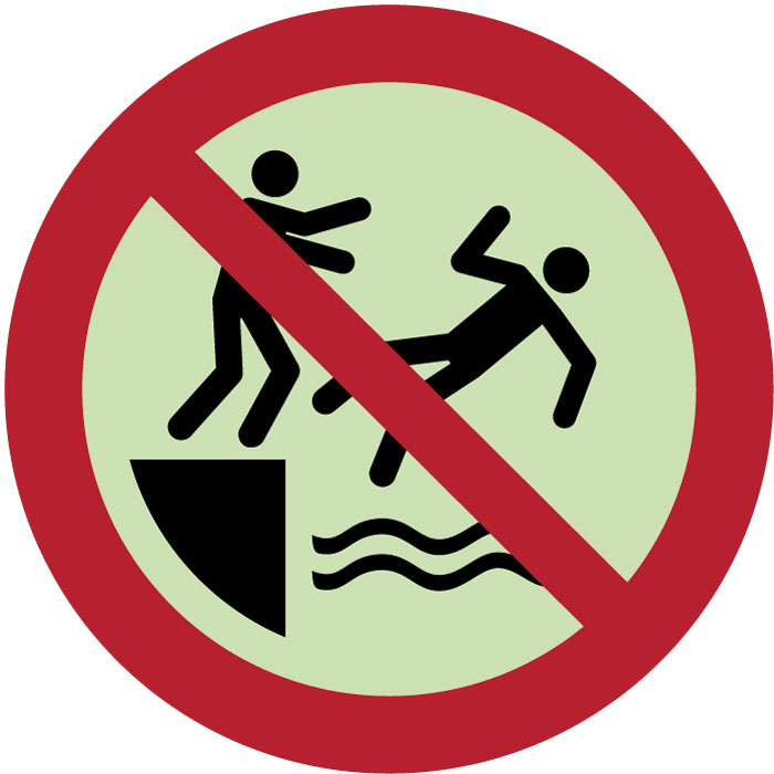  Panneau  Ne pas pousser les personnes à l’eau photoluminescent
