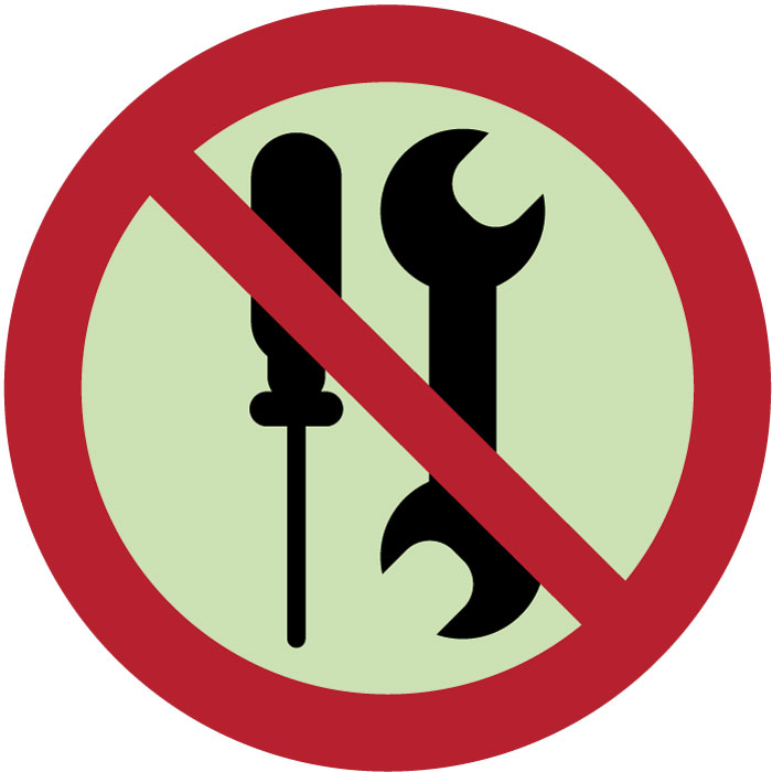  Panneau Maintenance par l’utilisateur interdite photoluminescent