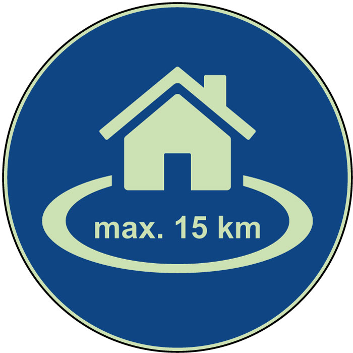  Panneau Restriction de circulation de 15km autour du domicile photoluminescent
