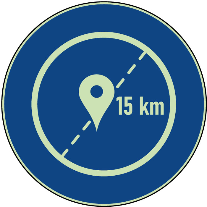  Panneau Autorisation de circuler jusqu'à 15km autour du domicile photoluminescent