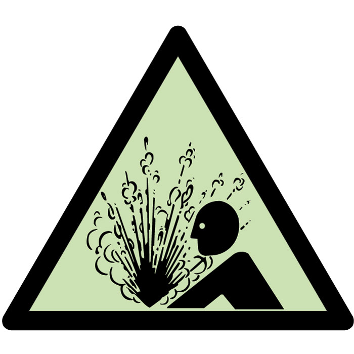  Panneau de danger Attention projection brûlante sur le visage photoluminescent