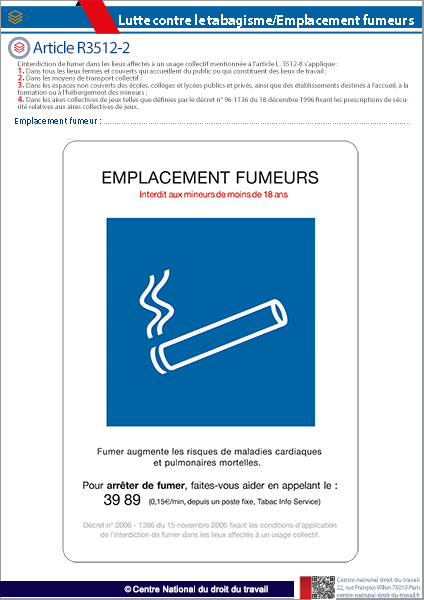 Affichage emplacement fumeurs