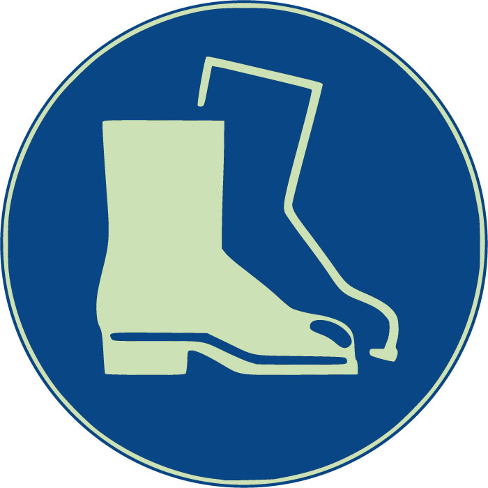  Panneau Protection obligatoire des pieds (chaussure de sécurité) photoluminescent