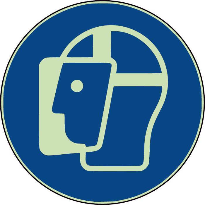  Panneau Protection obligatoire du visage (visière de protection) photoluminescent