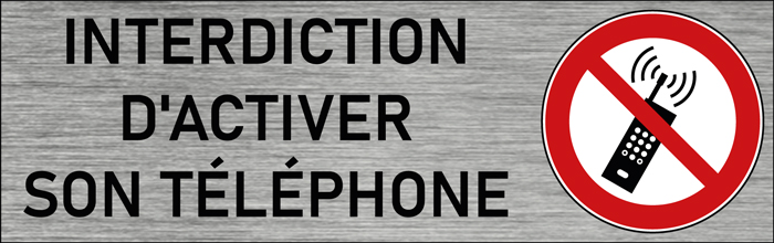 Plaque de porte Interdiction d'activer son téléphone