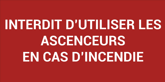 Pictogramme INTERDIT D’UTILISER LES ASCENSEURS EN CAS D’INCENDIE
