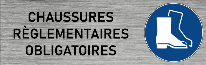 Plaque de porte Chaussures règlementaires obligatoires
