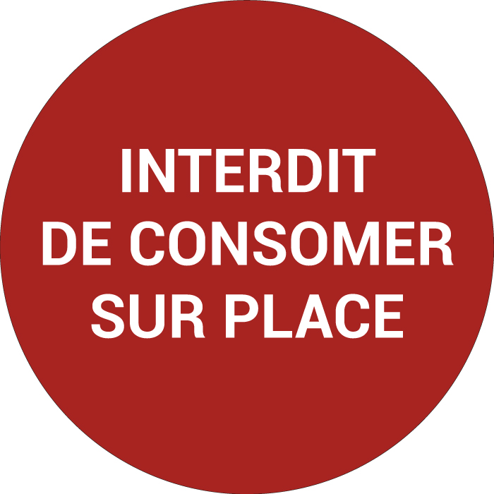 Pictogramme INTERDIT DE CONSOMMER SUR PLACE