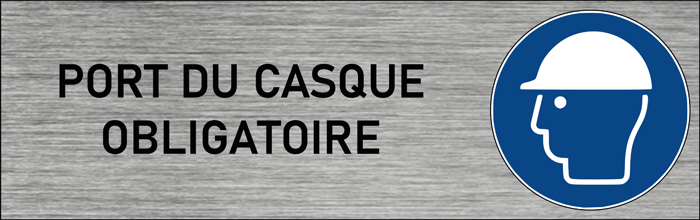 Plaque de porte Port du casque obligatoire