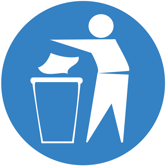 Pictogramme Affiche jeter dans la poubelle