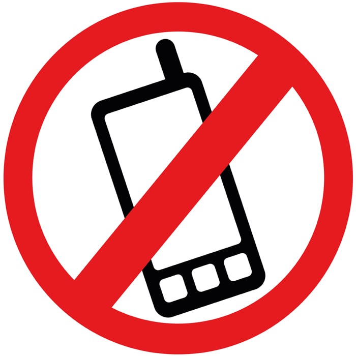 Pictogramme Affiche interdit de téléphoner