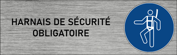 Plaque de porte Harnais de sécurité obligatoire