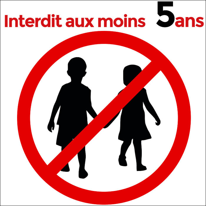 Pictogramme interdit aux moins 5 ans
