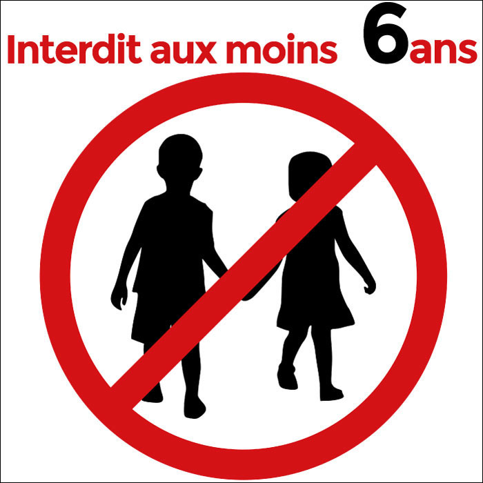 Pictogramme interdit aux moins 6 ans
