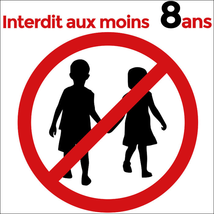 Pictogramme interdit aux moins 8 ans 