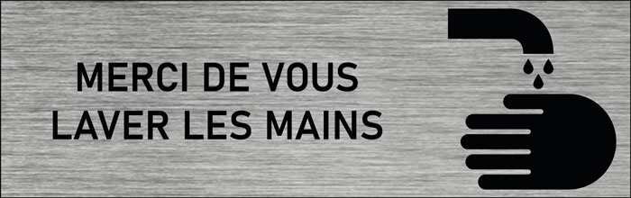 Plaque de porte Merci de vous laver les mains