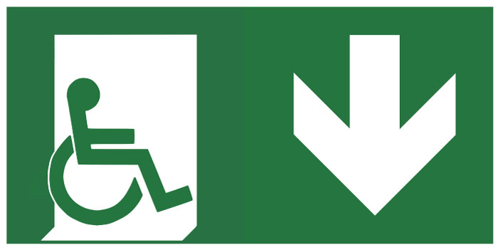 Pictogramme sortie de secours Handicapé bas

