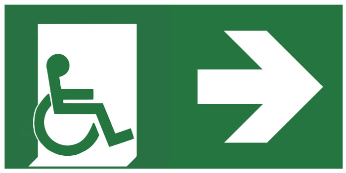 Pictogramme sortie de secours Handicapé droite