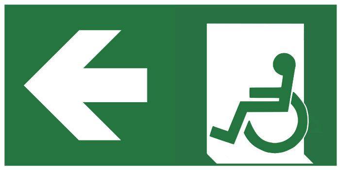 Pictogramme sortie de secours Handicapé gauche
