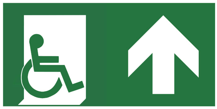 Pictogramme sortie de secours Handicapé haut
