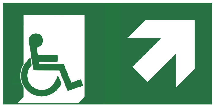 Pictogramme 872 sortie de secours Handicapé haut droit