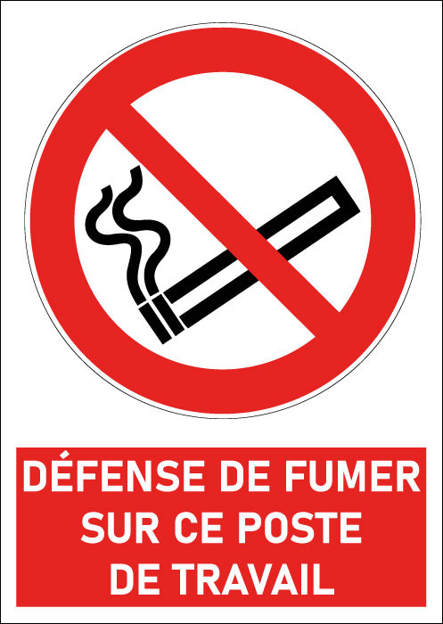 Pictogramme Défense de fumer sur ce poste de travail

