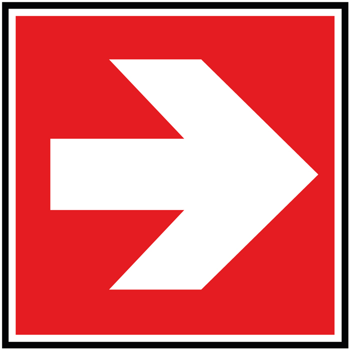 Pictogramme Sécurité flèche de protection incendie vers la droit - angle 90°