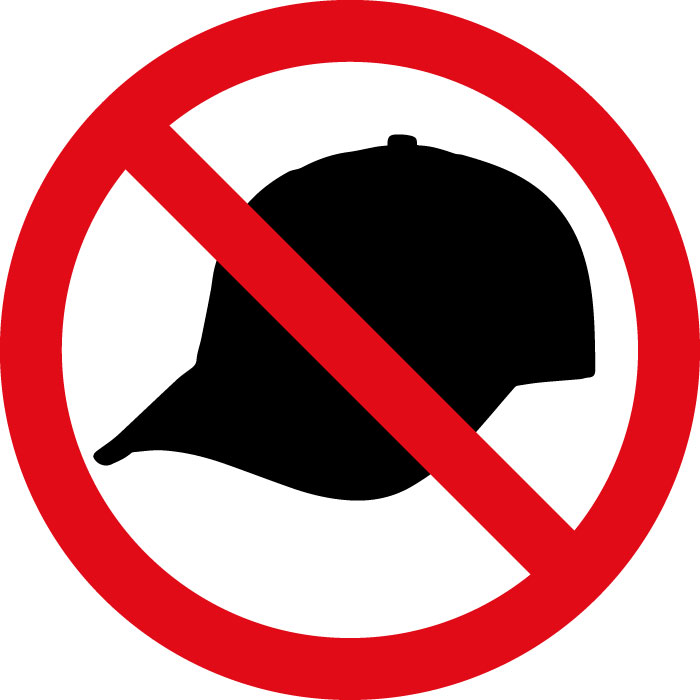 Pictogramme Panneau casquettes interdites