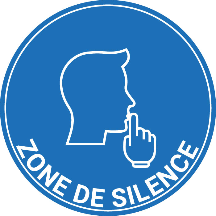 Pictogramme zone de silence, interdit au bruit