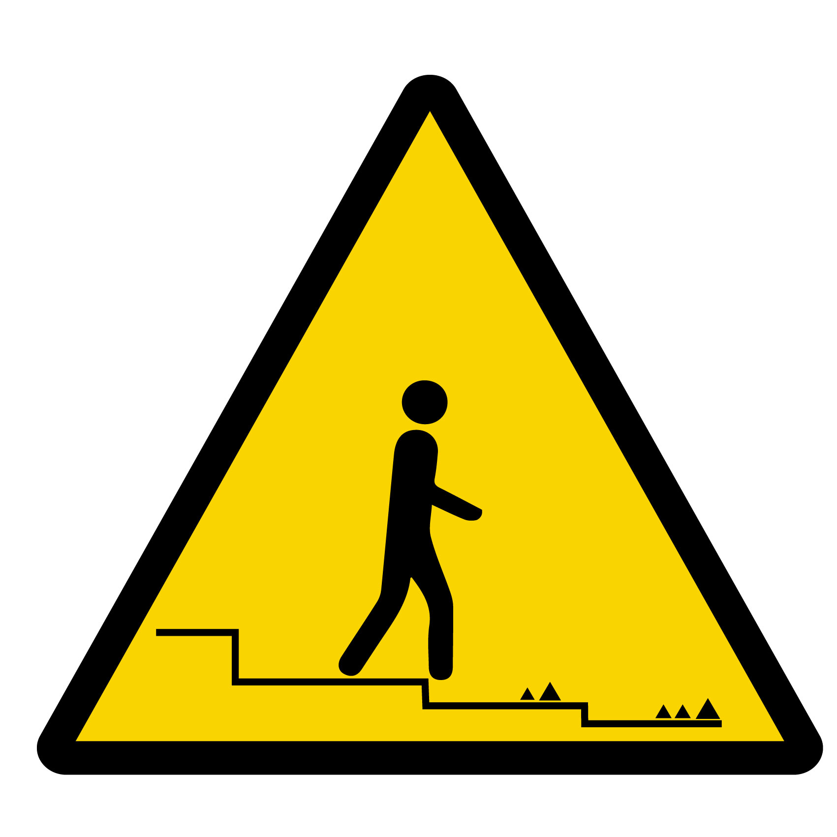 Pictogramme Accès accidenté, vers le bas