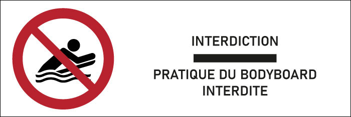 Signalétique pratique du bodyboard interdite - format rectangle