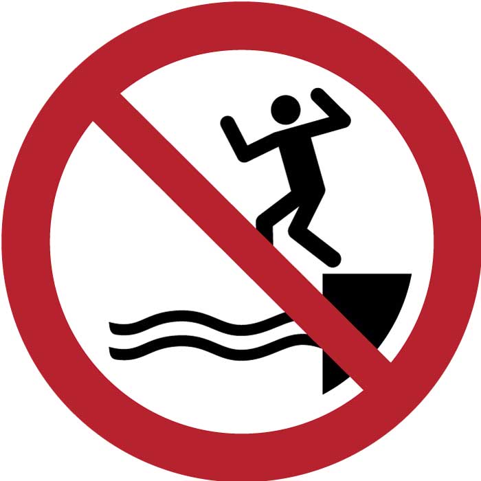 Pictogramme ne pas sauter dans l’eau
