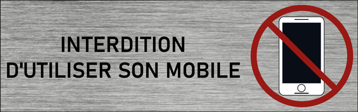 Plaque de porte Interdiction d'utiliser son mobile