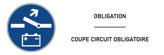 Signalétique Coupe circuit obligatoire - format rectangle