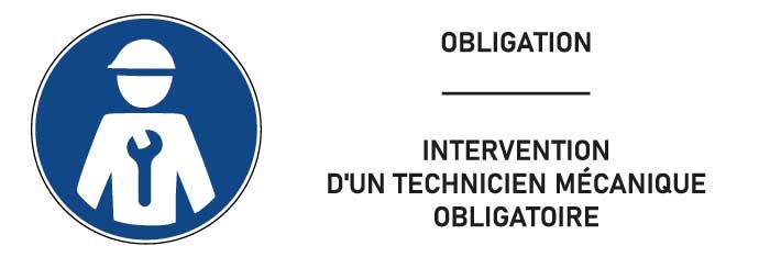 Signalétique Intervention d'un technicien Mécanique obligatoire - format rectangle
